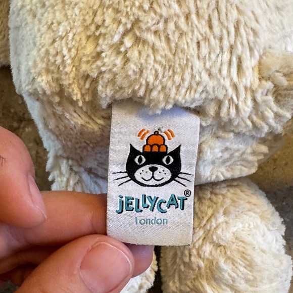 Jellycat Cream Plush Cat with Teal Logo Accent - Picture 2 of 2